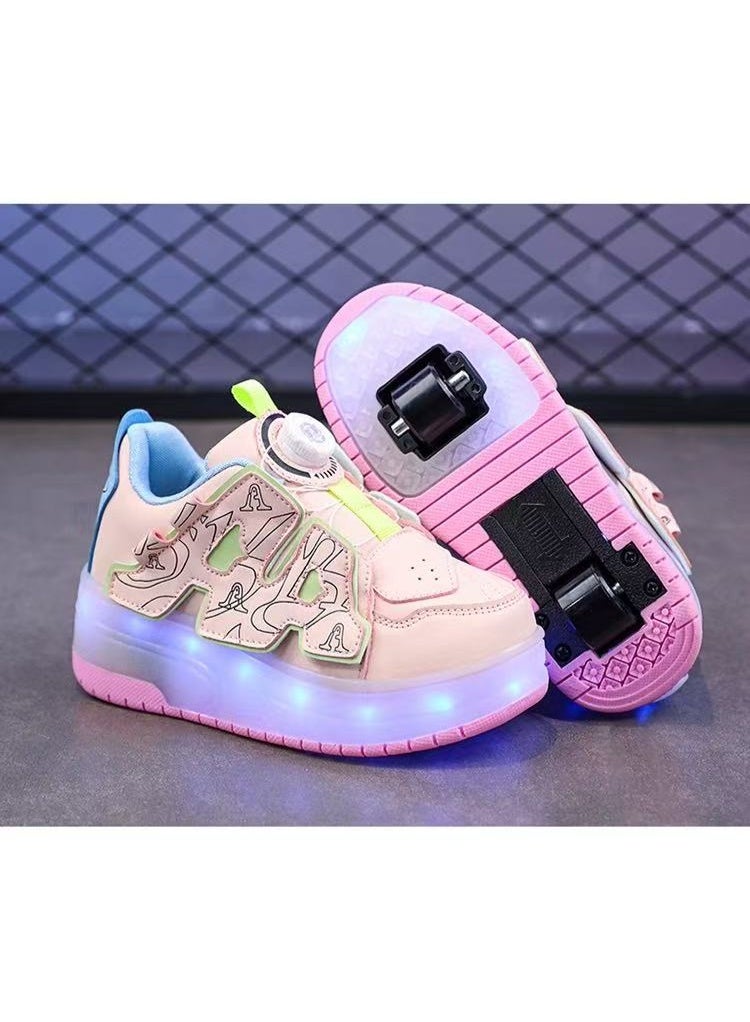 LITTLE ROCKZ Two Wheel LED Flash Light Fashion Shiny Sneaker Skate Heelys Shoes With Lightning Sole - Image 4